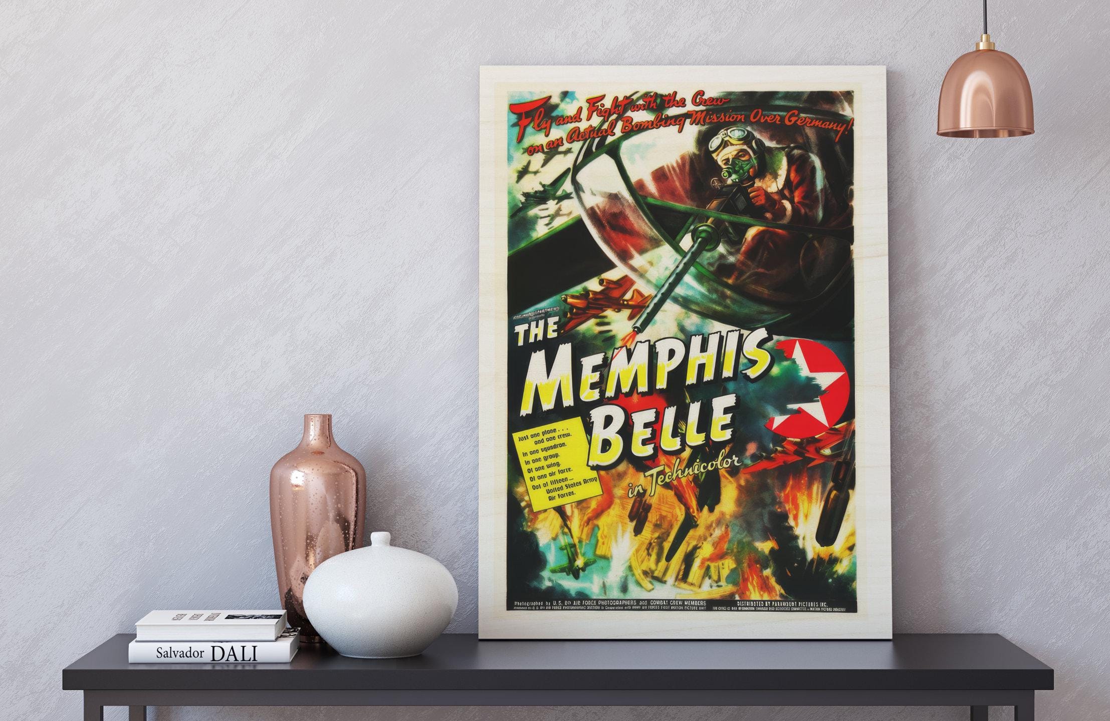 メンフィス ベル アメリカン 木製ポスター、象徴的なヴィンテージ風