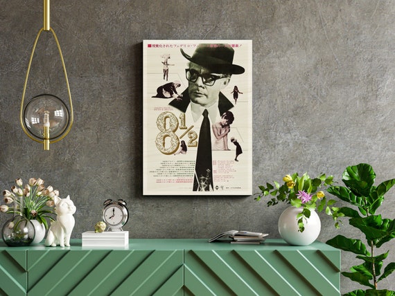 8+1⁄2 Japanese Wooden Poster, Retro Movie Decor Art of This