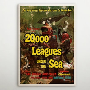 20,000 Leagues Under The Sea Wooden poster, Magic wall art of this cinema poster, Perfect gift for Hollywood buffs and golden age enthusiast