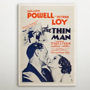Poster in legno americano The Thin Man, fan art premium di questo poster cinematografico, regalo meraviglioso per ammiratore di decorazioni vintage e amante del cinema.