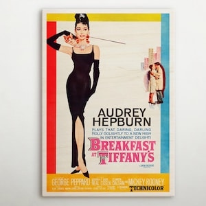Breakfast At Tiffany&#39;s American Wooden poster, Iconic vintage-inspired poster, Gift for retro glamour decor supporters and fanart admirers.