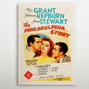 The Philadelphia Story American Wooden poster, Magic wall art of this cinema poster, Gift for Hollywood buffs and golden age enthusiasts.