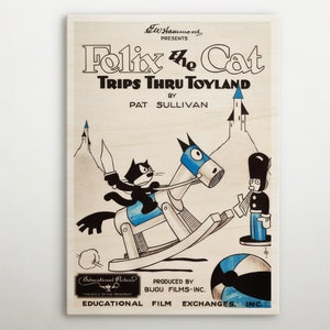 Felix The Cat Amerikaanse houten poster, rustieke muurkunst van deze bioscoopposter, vintage cadeau voor tijdloze retro decorfanaten van Hollywood.