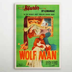 The Wolf Man American Wooden poster, Iconic movie vintage-inspired poster, Superb gift for retro glamour decor supporter and fanart admirer.