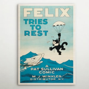 Poster in legno americano Felix The Cat, arte murale unica di questo poster cinematografico, regalo perfetto per gli appassionati di arredamento retrò e i fan di Hollywood.