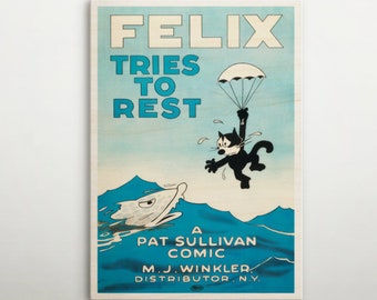 Felix The Cat American Wooden poster, Unique wall art of this cinema poster, perfect gift for retro decor enthusiasts and Hollywood fans.