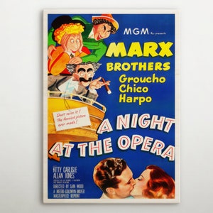 A Night At The Opera American Wooden poster, High-quality print of this cinema poster, Great gift for vintage film and Hollywood aficionado.