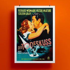 Kiss of Death german version Art Poster, Der Todeskuss Poster printed on high quality artistic paper, Stunning Kiss of death cinema gift