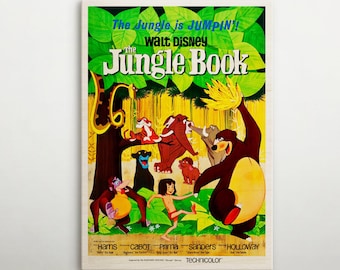 Poster americano in legno del Libro della giungla, arte murale rustica di questo poster cinematografico, regalo vintage per gli amanti dell'arredamento retrò senza tempo di Hollywood.