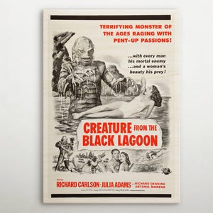 Creature From The Black Lagoon American Wooden poster, Unique wall art of this cinema poster, Gift for decor enthusiasts and Hollywood fans.