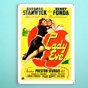 The Lady Eve American Acrylic poster, Classic movie wall art of this magic cinema poster, Outstanding gift for retro acrylic poster addicts.