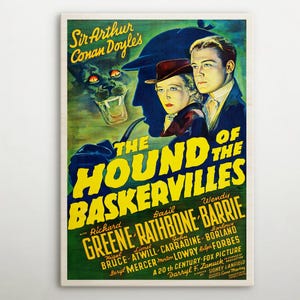 The Hound Of The Baskervilles Wooden poster, High-quality print of this cinema poster, Great gift for vintage film and Hollywood aficionado.