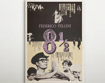 8+1⁄2 Japanese WOODEN POSTER, Incredible Wood Gift for Avant-garde