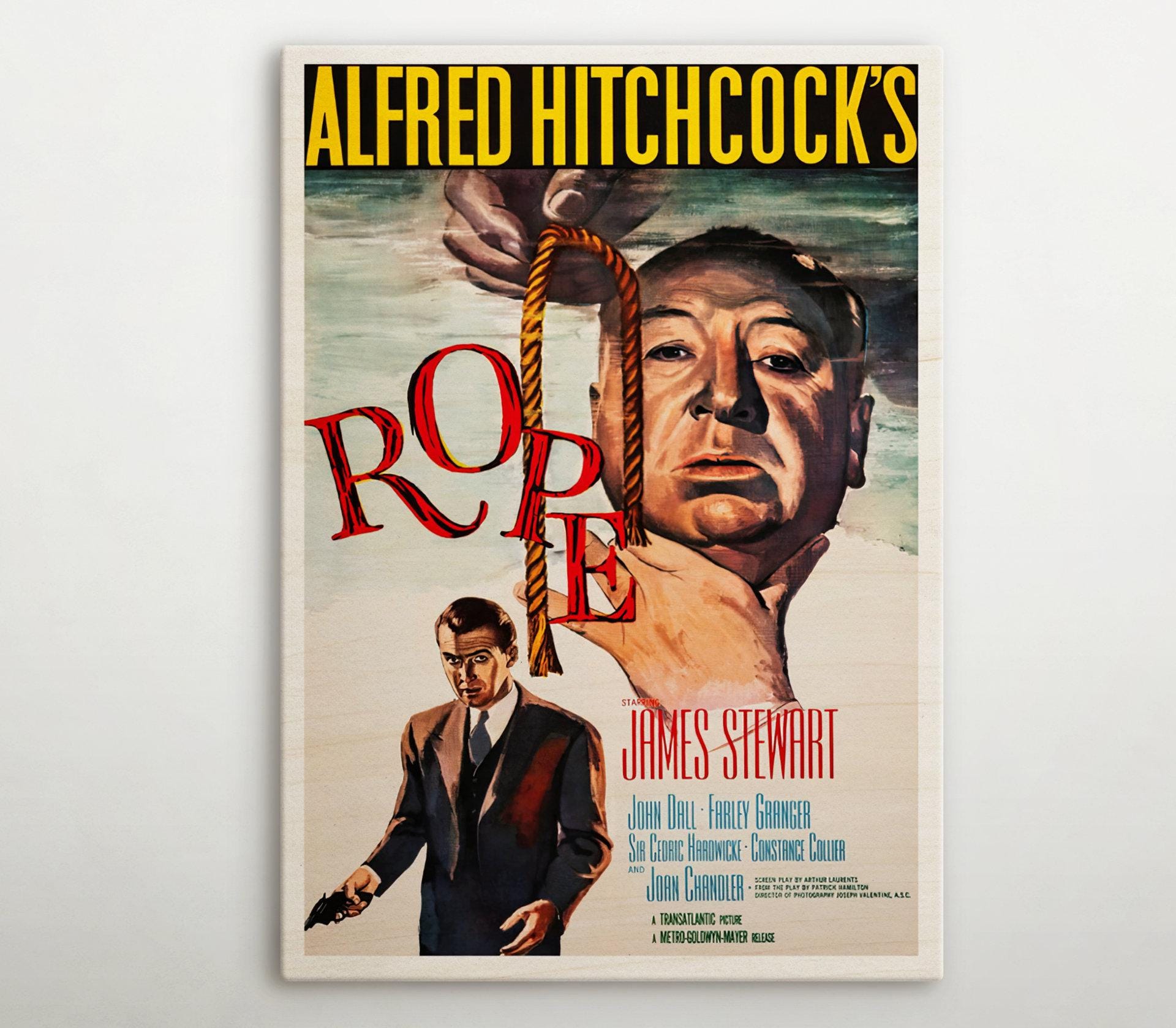 1949 Wood Frame Vintage Poster ポスター Rope American Wooden Poster, High-quality Movie Print of This