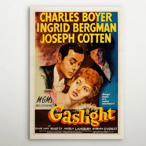 Affiche en bois américaine Gaslight, art mural de film rustique de cette affiche de cinéma, cadeau vintage pour les fanatiques de décoration rétro intemporelle d&#39;Hollywood.