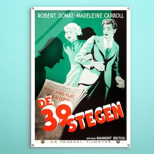 The 39 Steps Swedish Acrylic poster, Retro movie decor art of this cinema poster, Premium gift for old-world charm lovers and enthusiasts.