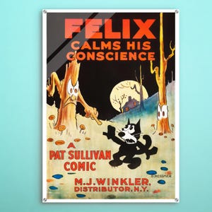 Felix The Cat American acrylposter, klassieke filmkunst aan de muur van deze magische bioscoopposter, uitstekend cadeau voor verslaafden aan retro acrylposters