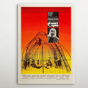 Poster americano in legno "Il pianeta delle scimmie", classica decorazione murale di questo magico poster cinematografico, regalo straordinario per gli amanti dei poster retrò in legno.