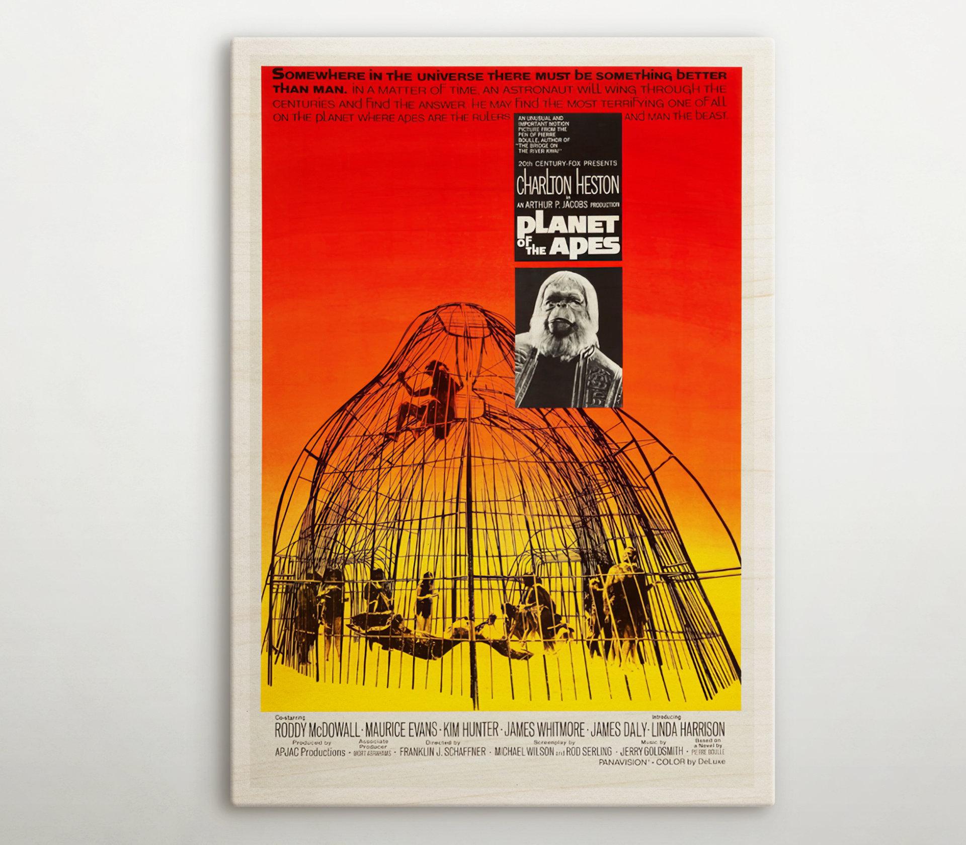 Planet Of Apes American Wooden poster, Classic movie wall art of this magic cinema poster, Outstanding gift for retro wooden poster addicts.