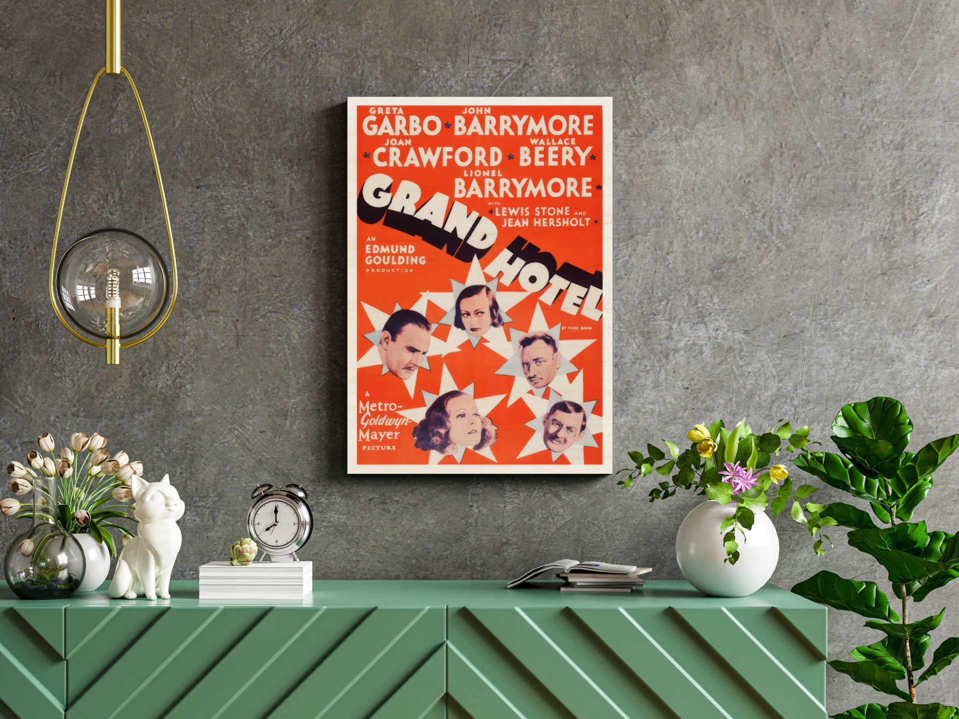Grand Hotel American Wooden Poster, Rustic Movie Wall Art of This ...