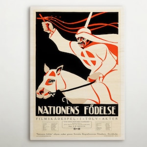 Affiche en bois suédoise La naissance d'une nation, oeuvre d'art murale de film classique de cette affiche de cinéma magique, cadeau exceptionnel pour une affiche en bois rétro