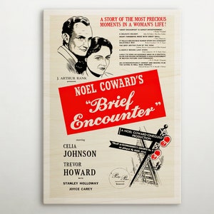 Brief Encounter American Wooden poster, Unique wall art of this cinema poster, perfect gift for retro decor enthusiasts and Hollywood fans.