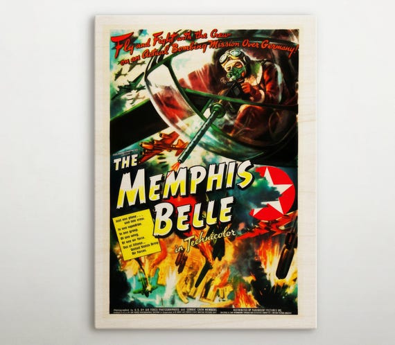メンフィス ベル アメリカン 木製ポスター、象徴的なヴィンテージ風