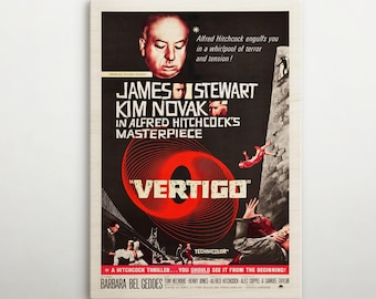 Vertigo American Wooden poster, High-quality movie print of this cinema poster, Perfect gift for vintage film and Hollywood aficionados.