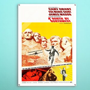 North By Northwest American Acrylic print, vintage-inspired decor of this cinema poster, Ideal glamourous wall art for retro movie lovers.