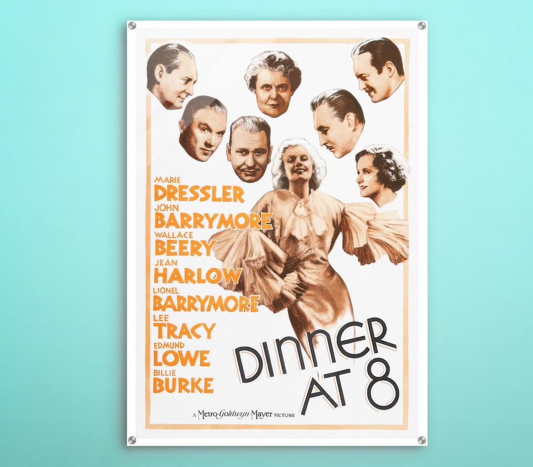 Dinner at Eight American Acrylic Poster, Unique Wall Art of This Cinema ...