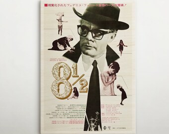 8+1⁄2 Japanese Wooden Poster, Retro Movie Decor Art of This Cinema