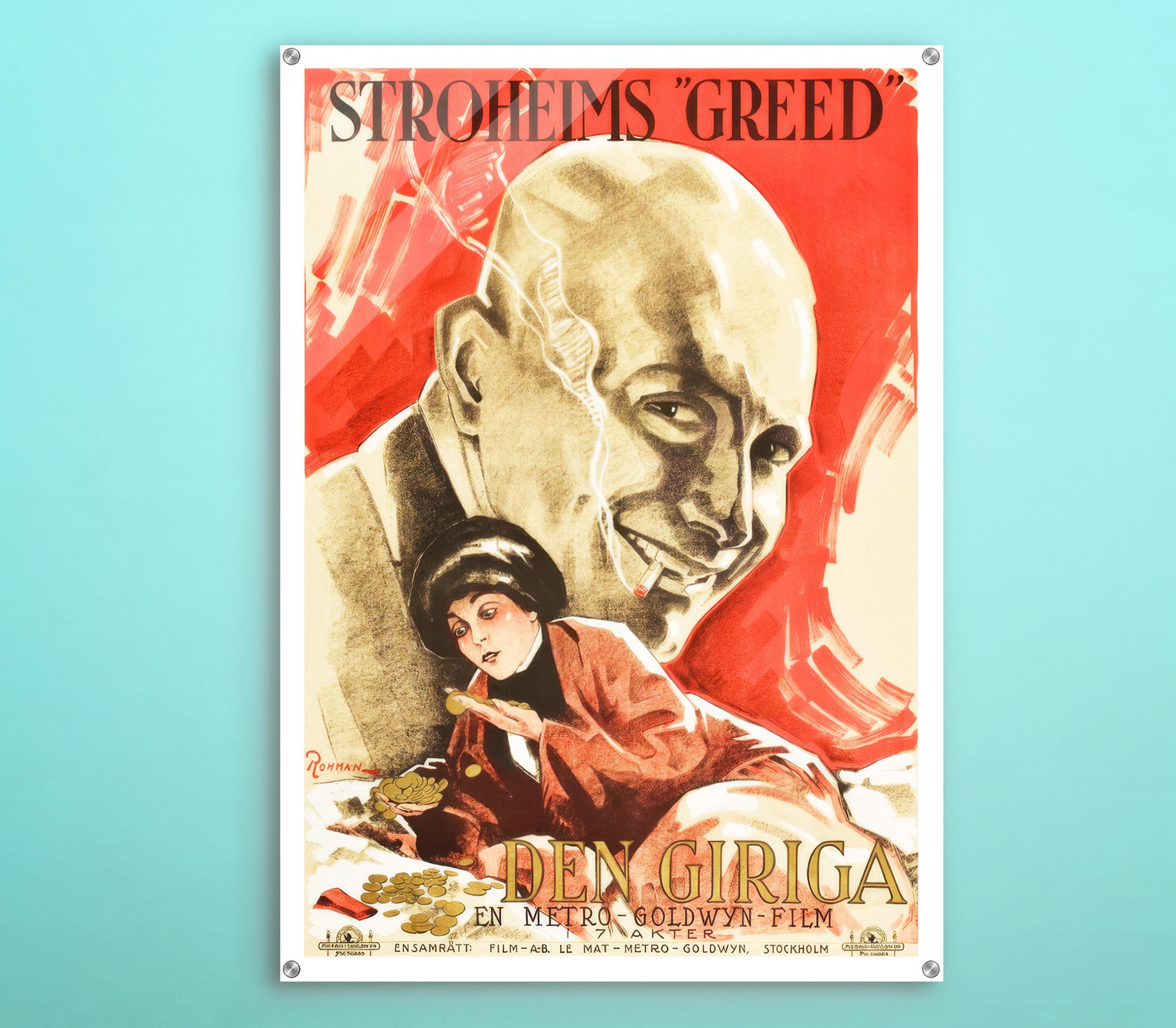 Greed Swedish Acrylic Poster, Iconic Movie Vintage-inspired Poster