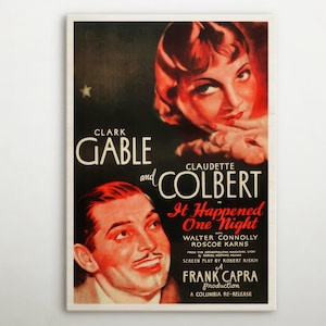 It Happened One Night American Wooden poster, Magic wall art of this cinema poster, Super gift for Hollywood buffs and golden age enthusiast