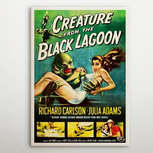 Creature From The Black Lagoon American Wooden poster, Rustic wall art of this cinema poster, Gift for retro decor fanatics of Hollywood.