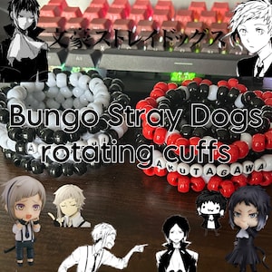 DAZAI RESTOCKED!! | Bungo Stray Dogs mini rotating cuffs | anime | bsd | customized | character cuffs | kandi cuff |