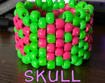 custom skull pattern Kandi cuff | pick your colors!!! | rave | scene | emo | bracelet