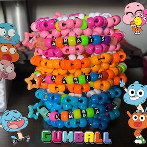 the amazing world of gumball matching kandi cuffs | rotating kandi cuff | bracelet | tawog | gumball | Darwin | Anais | cosplay | cartoon |