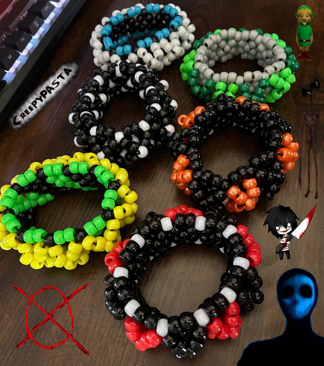 RESTOCKED!! Creepypasta Kandi Cuffs | 3D Cuff | Jeff the Killer