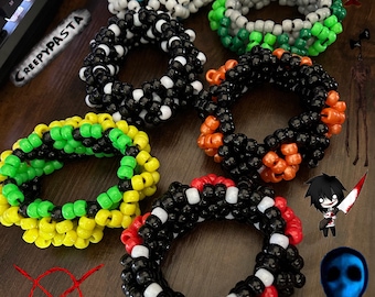 RESTOCKED!! creepypasta Kandi cuffs | 3D cuff | Jeff the killer | ticci Toby |