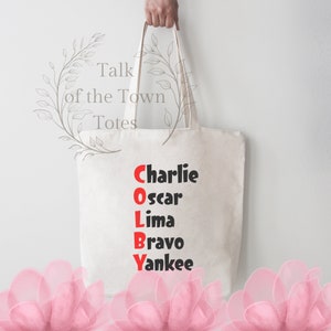 Sacola personalizada do alfabeto internacional. Bolsa de lona prática e elegante. Sacola de compras versátil, espaçosa e durável/presente ecológico