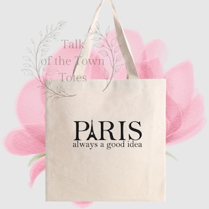 Paris Travel Einkaufstasche. Stabile stilvolle praktische Canvastasche. Vielseitige geräumige robuste Einkaufstasche. Personalisierte umweltfreundliche wiederverwendbare Tasche