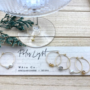 18k gold plated wine charms - Polar Light (set of 6)