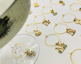 Alphabet A bis Z - Goldener Frühling (26 Stück Wein Charms)
