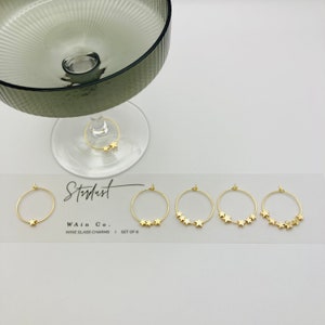 14k gold plated, “Stardust” wine charms (set of 6)