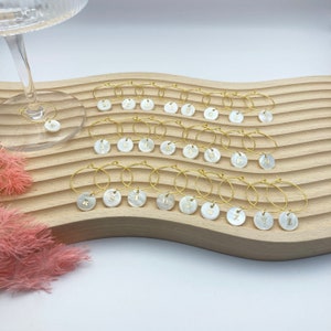 1pc/or/set: Shell(S) x Gold Alphabet Wine Charm - Alphabet of your Choice