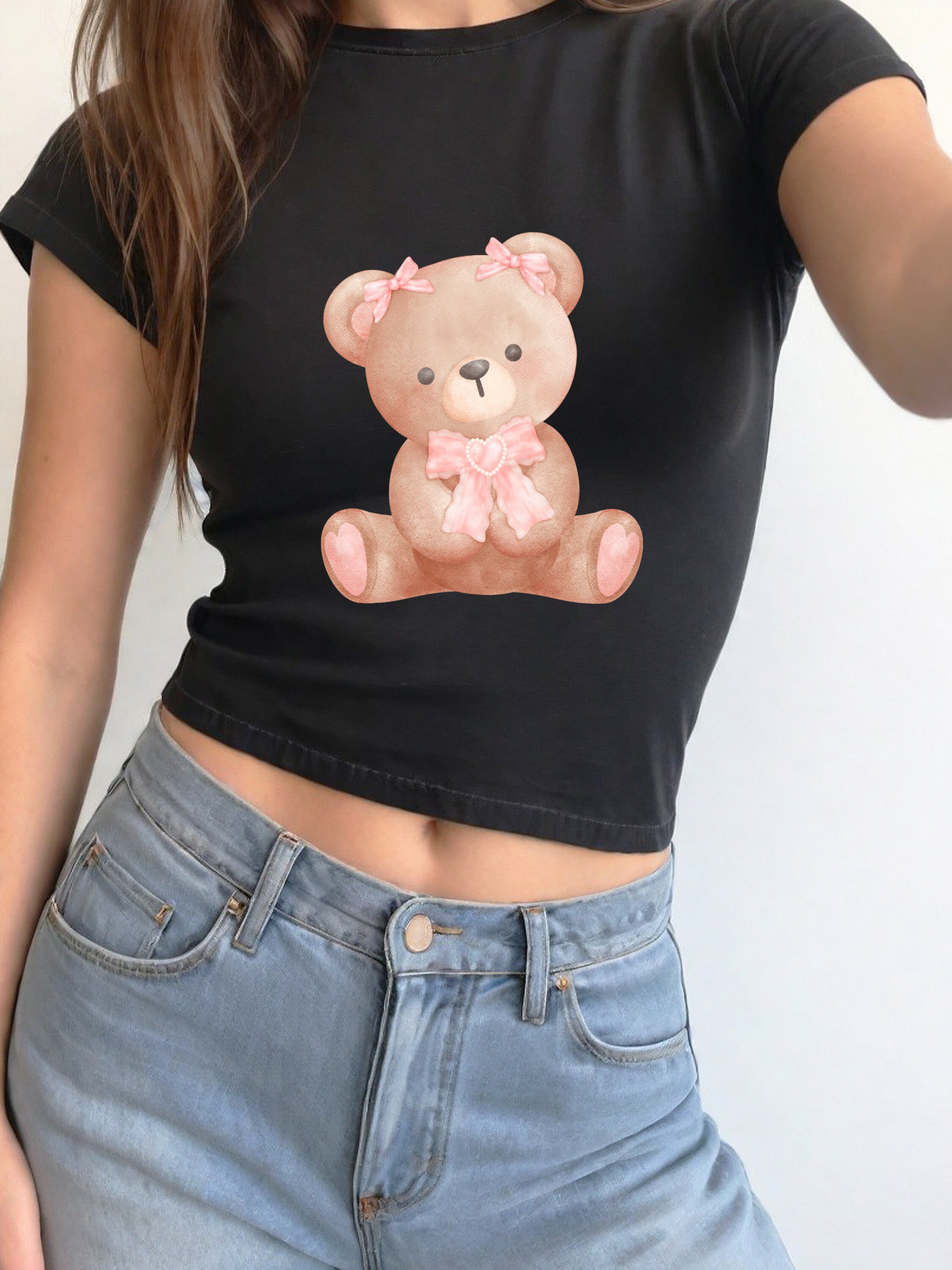 90s Baby Tee, Bear Graphic Shirt, Coquette Fashion,cute Tee, Pink Baby — free download