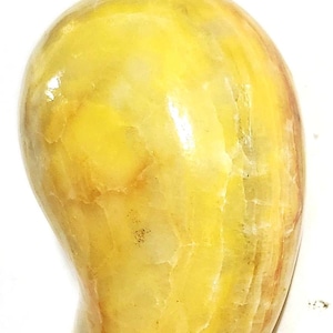 Vintage 1970&#39;s Italian Alabaster Marble Stone, Hand Carved Yellow MANGO.