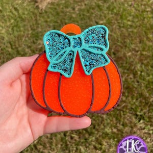 Pumpkin with bow car freshie, fall freshies, pumpkin car freshie