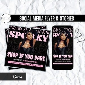 Halloween Flyer Template | Halloween Canva Editable Flyer Template for Social Media | Instagram Story Template