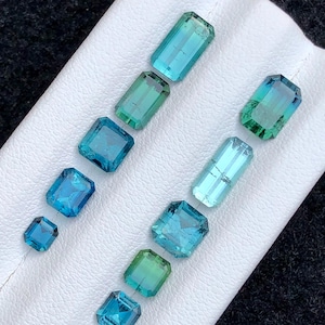 Turmalinas facetadas azules naturales 9,45 quilates Lote de turmalina azul // src; Afganistán.